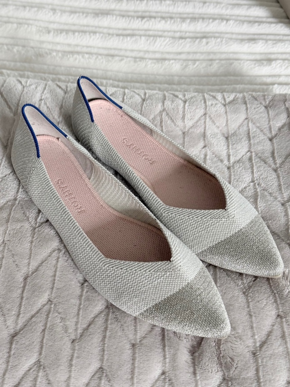 Rothy’s The Point Diamond Metallic Flats Size 10 - Worn Once!